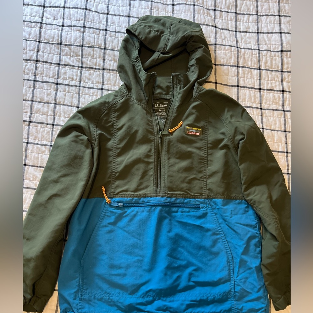 Two-Tone Green and Blue Boys Pullover Jacket